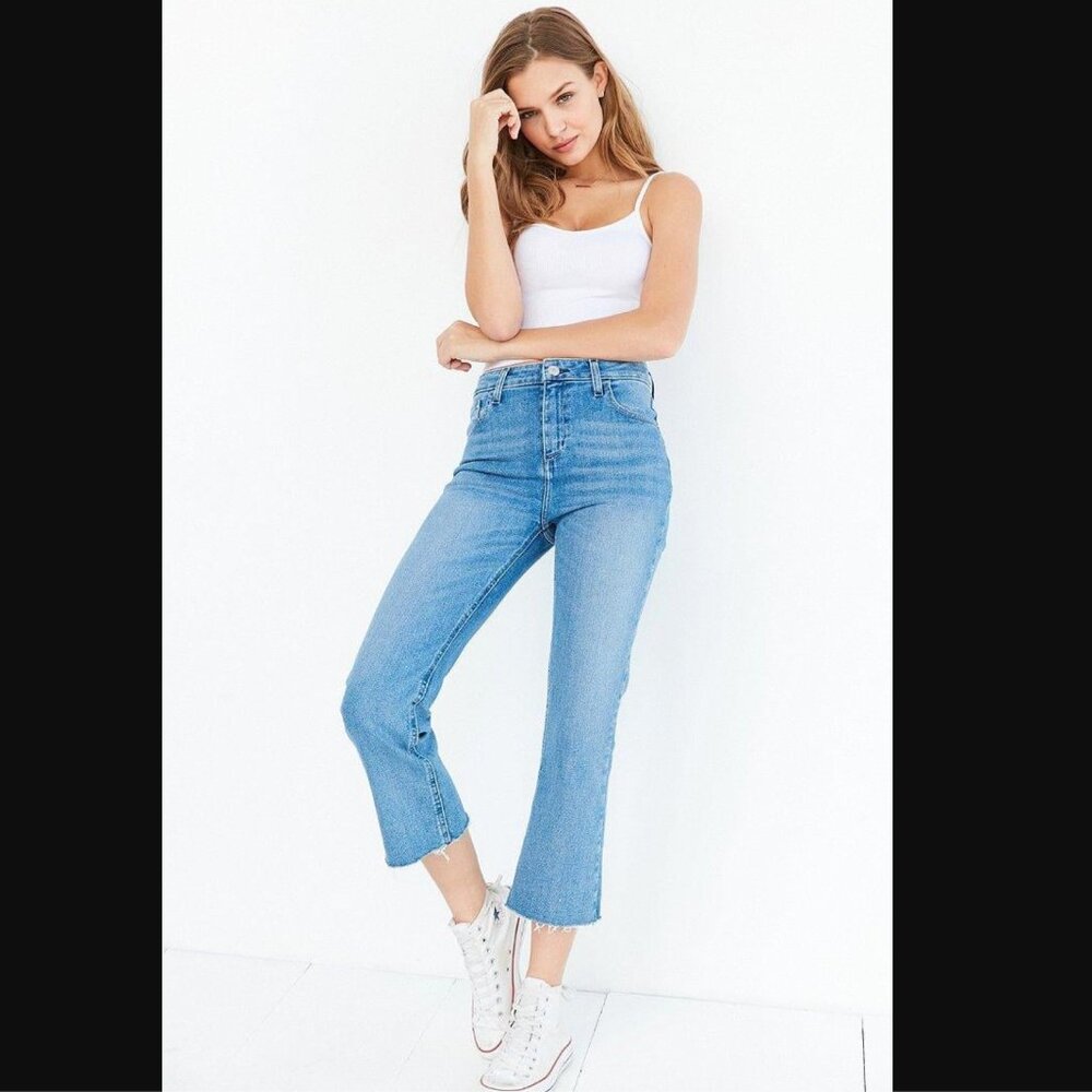 Urban Outfitters - BDG High Rise Kick Flare Cropped Jeans, Blue